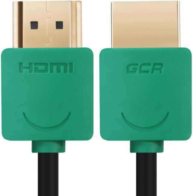 Greenconnect Кабель SLIM 0.5m HDMI 2.0, зеленые коннекторы Slim, OD3.8mm, HDR 4:2:2, Ultra HD, 4K 60 fps 60Hz, 3D, AUDIO, 18.0 Гбит/с, 32/32 AWG, GCR-51579 Greenconnect HDMI (m) - HDMI (m) 0.5м