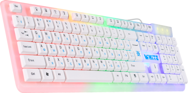 Defender Проводная игровая клавиатура White GK-172 RU,радуж. подсветка,104 кнопки Defender 45172