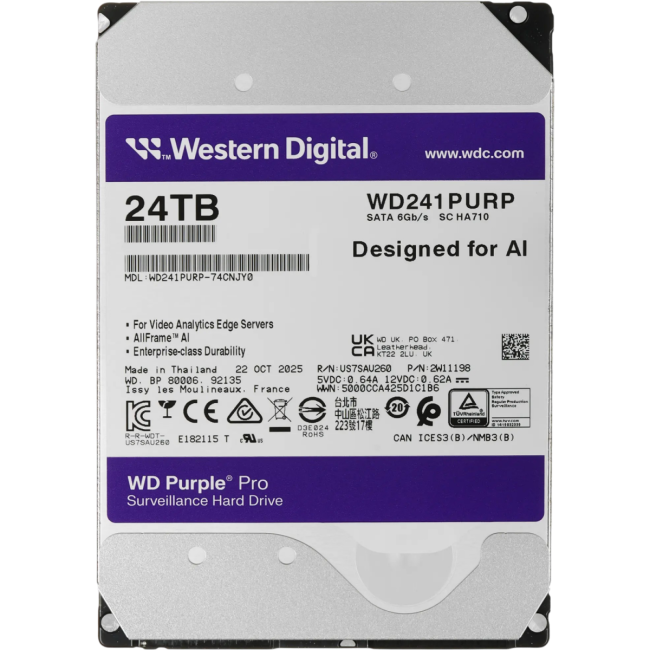 Жесткий диск WD Purple Pro 24Tb (WD241PURP) Жесткий диск WD Purple Pro 24Tb (WD241PURP)