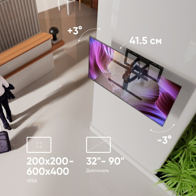 Кронштейн ONKRON Кронштейн для телевизора ONKRON SM6L BLACK