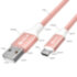 GCR QC Кабель 1.5m MicroUSB, быстрая зарядка, розовый нейлон, AL корпус розовый, белый ПВХ, 28/24 AWG, GCR-52474 Greenconnect USB 2.0 Type-AM - microUSB 2.0 (m) 1.5м