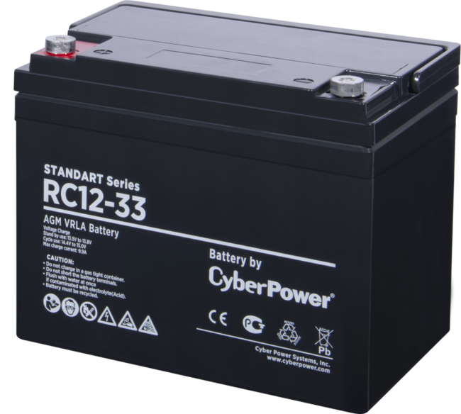 Аккумуляторная батарея SS CyberPower RC 12-33 / 12 В 33 Ач Батарея аккумуляторная для ИБП CyberPower Standart series RС 12-33 Аккумуляторная батарея SS CyberPower RC 12-33 / 12 В 33 Ач Батарея аккумуляторная для ИБП CyberPower Standart series RС 12-33