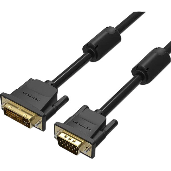 Кабель Vention DVI-I Dual link 24+5M/VGA 15M с ферритовым фильтром - 3м. Кабель Vention DVI-I(m)/VGA(m) - 3 м (EACBI)