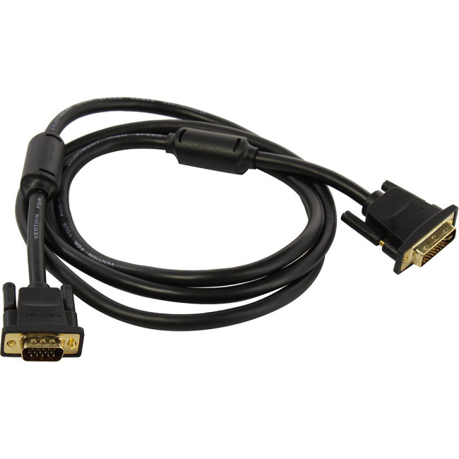 Кабель Vention DVI-I Dual link 24+5M/VGA 15M с ферритовым фильтром - 3м. Кабель Vention DVI-I(m)/VGA(m) - 3 м (EACBI)