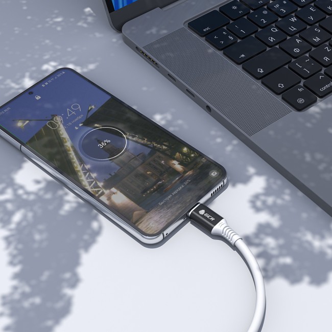 GCR Кабель 0.5m, TypeC POWER DELIVERY 60 W, 5A max, быстрая зарядка, белый TPE, AL case черный, белый ПВХ, 28/22 AWG, GCR-53655 Greenconnect GCR-53655