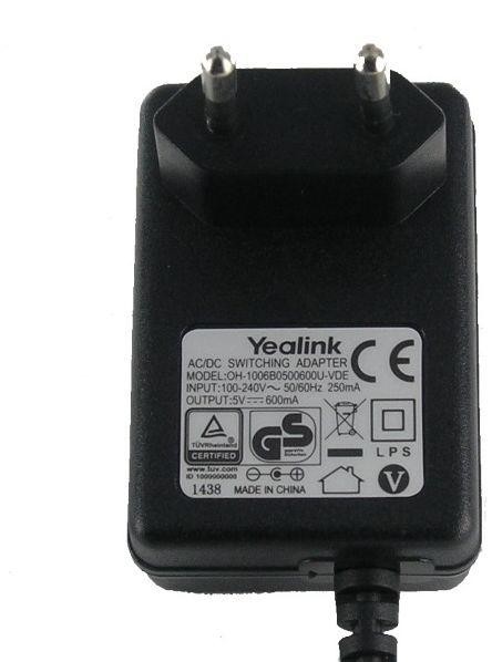 Блок питания Yealink 5VDC.600MA Блок питания Yealink 5VDC.600MA