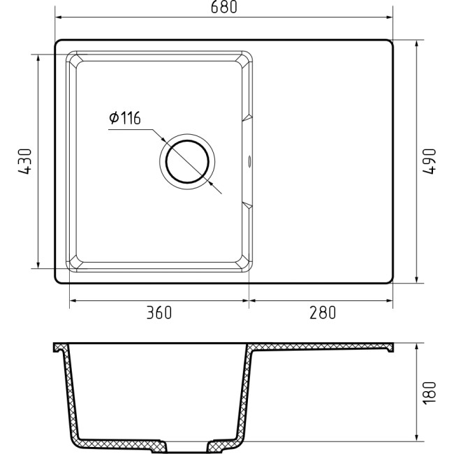 Кухонная мойка GRANFEST GranFest URBAN 668L gray Кухонная мойка GRANFEST GranFest URBAN 668L gray