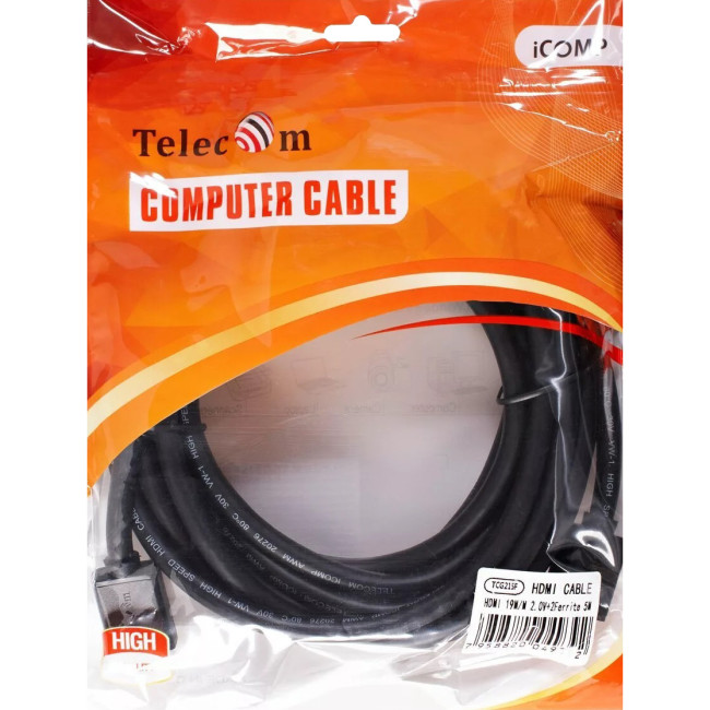 Кабель HDMI-19M --- HDMI-19M ver 2.0+3D/Ethernet ,5m, 2 фильтраTelecom <TCG215F-5M> VCOM TCG215F-5M Кабель HDMI-19M --- HDMI-19M ver 2.0+3D/Ethernet ,5m, 2 фильтраTelecom <TCG215F-5M> VCOM TCG215F-5M