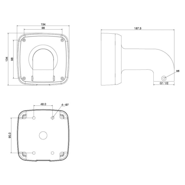 Настенный кронштейн для камер серий SD42, SD32, SD29, HDBW2, HDBW3, HDBW4, EB1 Dahua DH-PFB302S