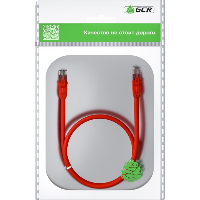 GCR Патч-корд прямой 15.0m UTP кат.6, красный, 24 AWG, ethernet high speed, RJ45, T568B, GCR-52709 Greenconnect GCR-52709