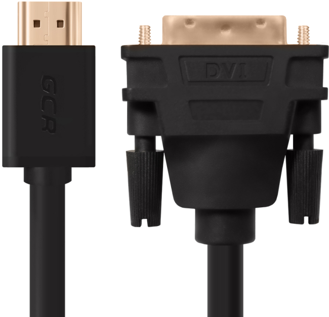 Greenconnect Кабель HDMI-DVI 5.0m черный, OD7.3mm, 28/28 AWG, позолоченные контакты, 19pin AM / 24+1M AM double link, GCR-HD2DVI1-5.0m, тройной экран Greenconnect HDMI—DVI 19M / 25M double link