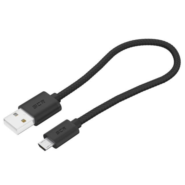 GCR Кабель 0.5m MicroUSB, быстрая зарядка, черный нейлон, GCR-54084 Greenconnect GCR-54084