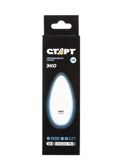 Лампа светодиодная СТАРТ свеча E27 10W 6500К Лампа светодиодная СТАРТ свеча E27 10W 6500К
