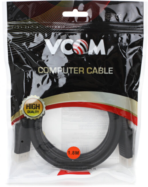Кабель соединительный DISPLAY PORT -- DISPLAY PORT 1,8м VCOM <VHD6220-1.8M> VCOM DisplayPort (m) - DisplayPort (m) 1.8м