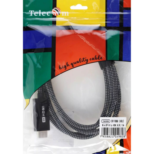 Кабель miniDisplayPort M-> HDMI M 4K@120Hz/8K@30Hz 1.8m Telecom,оплетка (TA820M-1.8M) VCOM TA820M-1.8M Кабель miniDisplayPort M-> HDMI M 4K@120Hz/8K@30Hz 1.8m Telecom,оплетка (TA820M-1.8M) VCOM TA820M-1.8M