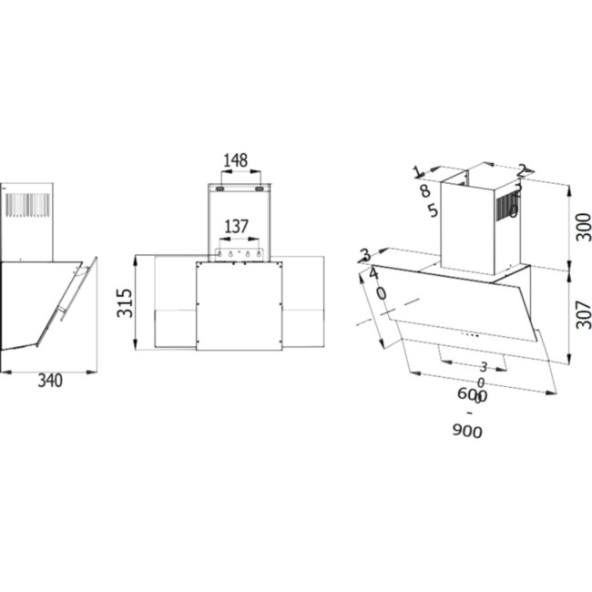 Вытяжка наклонная EVELUX EVELUX Billy 60 WG Вытяжка наклонная EVELUX EVELUX Billy 60 WG