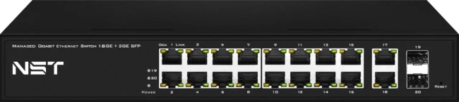 Управляемый (L2+) коммутатор Gigabit Ethernet на 18 RJ45 + 2 GE SFP порта NST NS-SW-18G2G-L