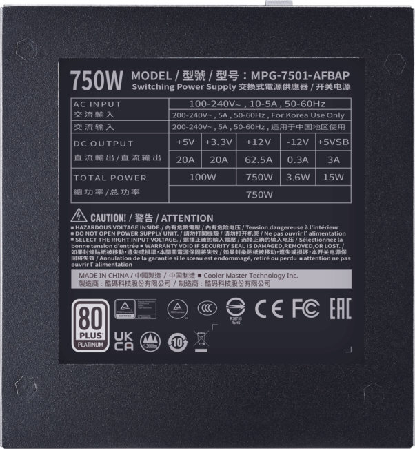 Блок питания 750Вт Cooler Master XG750 Platinum