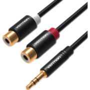 Переходник-разветвитель Vention гибкий Jack 3.5 mm M/2RCA F - 0.3 м Чёрный Разветвитель Vention mini jack 3.5 mm(m)/RCA(f) - 0.3 м (VAB-R02-B030)