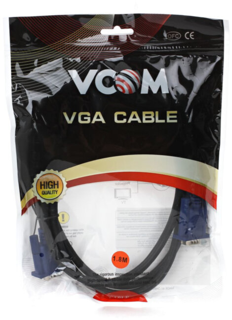 Кабель монитор-SVGA card (15M-15M) 1,8м 2 фильтра VCOM <VVG6448-1.8M> VCOM VGA (m) - VGA (m) 1.8м