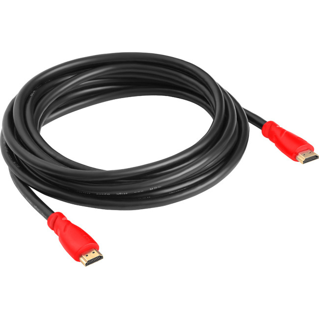 GCR Кабель 5.0m HDMI версия 1.4, черный, красные коннекторы, OD7.3mm, 30/30 AWG, позолоченные контакты, Ethernet 10.2 Гбит/с, 3D, 4K GCR-HM350-5.0m, экран Greenconnect GCR-HM350-5.0m