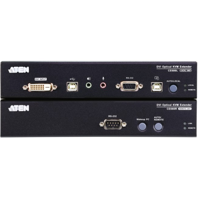 Удлинитель/extender, DVI-D+AUDIO+RS232, 20 км., 1xОптич.волокно одномод./singlemode 1310/1550нм, DVI-D+2xMINIJACK+DB9+LС+2xUSB А-Тип+2xUSB B-Тип, F, без шнуров, 2xБ.П. 220> 5.3V, (до 1920x1200 60Hz;HDTV 720p/1080p;HDCP) ATEN CE680 Удлинитель/extender, DVI-D+AUDIO+RS232, 20 км., 1xОптич.волокно одномод./singlemode 1310/1550нм, DVI-D+2xMINIJACK+DB9+LС+2xUSB А-Тип+2xUSB B-Тип, F, без шнуров, 2xБ.П. 220> 5.3V, (до 1920x1200 60Hz;HDTV 720p/1080p;HDCP) ATEN CE680