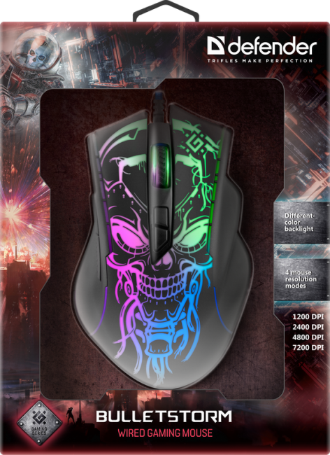Defender Проводная игровая мышь Bulletstorm GM-928 7кнопок,7200dpi Defender 52928