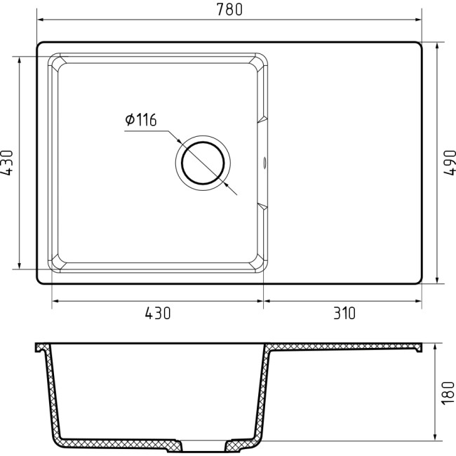 Кухонная мойка GRANFEST GranFest URBAN 678L gray