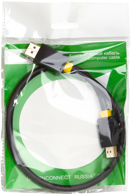 Greenconnect Кабель 1.0m DisplayPort v1.2, 20M/20M, черный, 28/28 AWG, GCR-DP2DP-1.0m Greenconnect DisplayPort (m) - DisplayPort (m) 1м