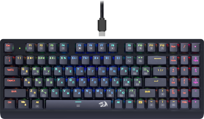 Redragon Беспроводная клавиатура Dragonwarrior RGB,тонкая,94клавиш,б.п. Defender 70520