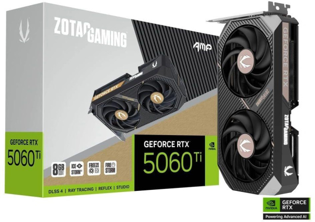 Видеокарта Zotac GAMING GeForce RTX 5060 Ti AMP 8Gb (ZT-B50610F-10M) Видеокарта Zotac GAMING GeForce RTX 5060 Ti AMP 8Gb (ZT-B50610F-10M)