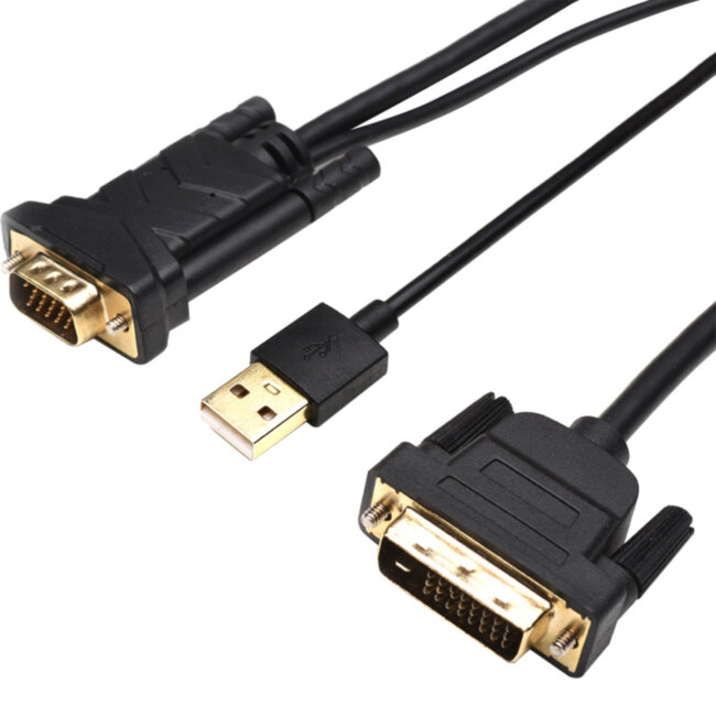 Кабель DVI-VGA 1.8 м ( DVI-D с чипом, черный, в пакете) ATcom AT9506
