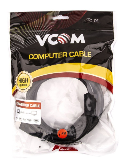 Кабель HDMI AM/DVI(24+1)M, 1.8м, CU, 1080P@60Hz, 2F, VCOM <CG484G-1.8M> VCOM HDMI (m) - DVI-D (m) 1.8м Кабель HDMI AM/DVI(24+1)M, 1.8м, CU, 1080P@60Hz, 2F, VCOM <CG484G-1.8M> VCOM HDMI (m) - DVI-D (m) 1.8м