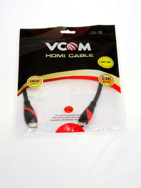 Кабель HDMI 19M/M ver. 2.0 black red, 0.5m VCOM <CG525-R-0.5> VCOM HDMI (m) - HDMI (m) 0.5м