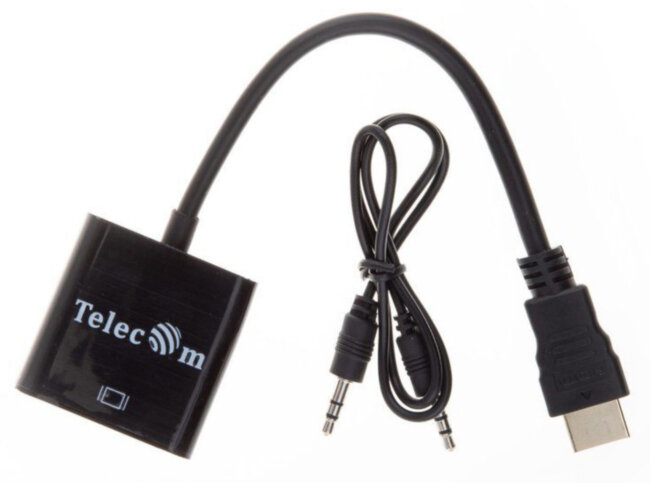 Кабель-переходник HDMI(M) -> VGA(F)+аудио 1080p@60Hz 0.2m  Telecom [TA559] Telecom 0.2м HDMI(M) to VGA(F)+аудио 1080p@60Hz