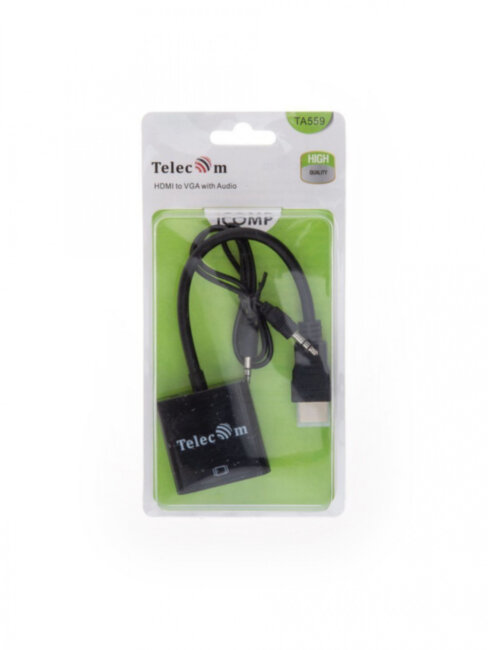 Кабель-переходник HDMI(M) -> VGA(F)+аудио 1080p@60Hz 0.2m  Telecom [TA559] Telecom 0.2м HDMI(M) to VGA(F)+аудио 1080p@60Hz