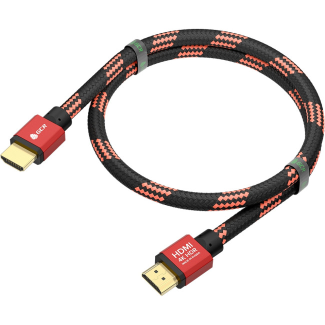 GCR Кабель PROF 1.0m HDMI 2.0, BICOLOR ECO Soft капрон, AL корпус красный, HDR 4:2:2, Ultra HD, 4K 60 fps 60Hz/5K*30Hz, 3D, AUDIO, 18.0 Гбит/с, 28AWG, GCR-54506 Greenconnect GCR-54506