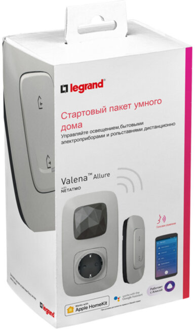 VLN-a Стартовый пакет умн. Стартовый комплект умного дома Legrand серия Valena Allure with NETATMO, Цвет Алюминий. Состоит: Шлюз WiFi + Умная розетка с заземлением 16А, 230В + Главный беспроводной выключатель + Рамки в комплекте + Многоразовые наклейки дл VLN-a Стартовый пакет умн. Стартовый комплект умного дома Legrand серия Valena Allure with NETATMO, Цвет Алюминий. Состоит: Шлюз WiFi + Умная розетка с заземлением 16А, 230В + Главный беспроводной выключатель + Рамки в комплекте + Многоразовые наклейки дл