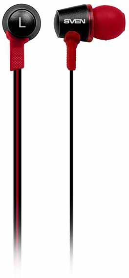 Внутриканальные стереонаушники с микрофоном SVEN E-190M, черный-красный Sven E-190M