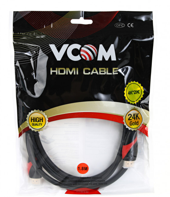 Кабель HDMI 19M/M ver. 2.0, 2 фильтра, 1.8m VCOM <CG525D-R-1.8> VCOM HDMI (m) - HDMI (m) 1.8м Кабель HDMI 19M/M ver. 2.0, 2 фильтра, 1.8m VCOM <CG525D-R-1.8> VCOM HDMI (m) - HDMI (m) 1.8м