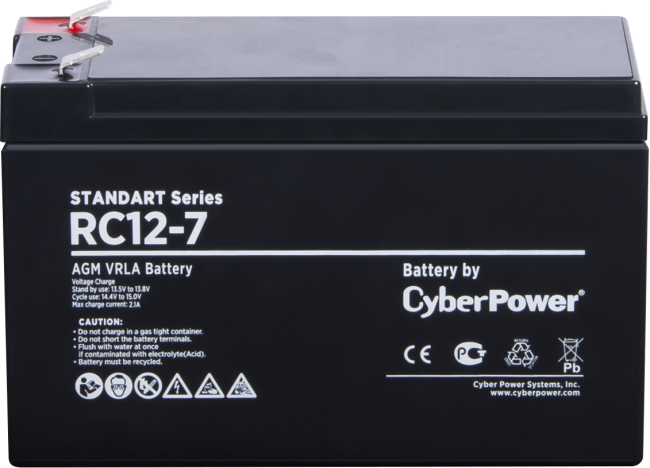 Аккумуляторная батарея SS CyberPower RC 12-7 / 12 В 7 Ач Батарея аккумуляторная для ИБП CyberPower Standart series RС 12-7 Аккумуляторная батарея SS CyberPower RC 12-7 / 12 В 7 Ач Батарея аккумуляторная для ИБП CyberPower Standart series RС 12-7