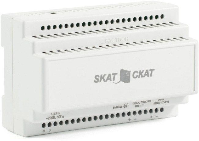 580 SKAT-12-3,0 DIN источник питания 12В 3А пластиковый корпус под DIN рейку 35 мм Бастион SKAT-12-3.0-DIN