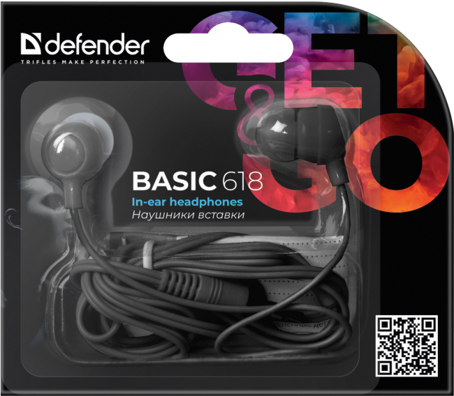 Defender #1 Наушники вставки Basic 618 черный Defender Basic 618 Defender #1 Наушники вставки Basic 618 черный Defender Basic 618