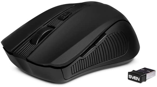 Беспроводная мышь SVEN RX-350W чёрная  (5+1кл. 600-1400DPI, SoftTouch, блист) Sven RX-350W