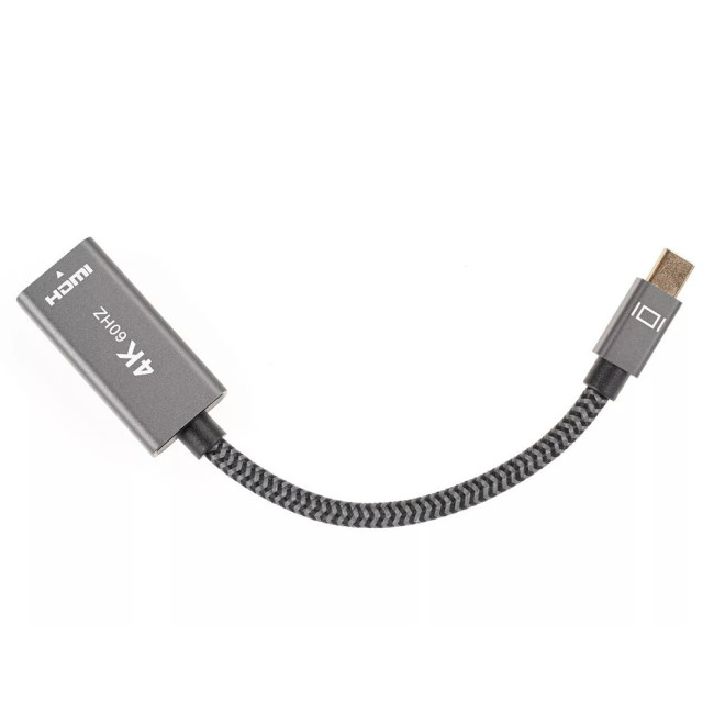 Адаптер miniDP --> HDMI-F 0.15м ,  оплетка, 4K@60Hz, Telecom (TA565) VCOM TA565