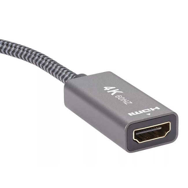 Адаптер miniDP --> HDMI-F 0.15м ,  оплетка, 4K@60Hz, Telecom (TA565) VCOM TA565
