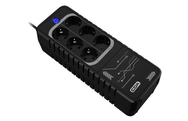 Резевный ИБП в плоском корпусе "Brick" CBR LGT-650H-6F-LDB