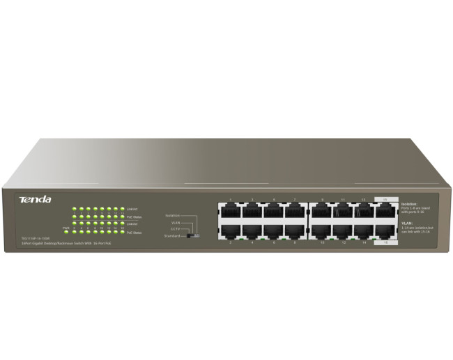 Коммутатор Tenda TEG1116P-16-150W