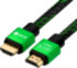 GCR Кабель 0.3m HDMI версия 2.0, HDR 4:2:2, Ultra HD, 4K 60 fps 60Hz/5K*30Hz, 3D, AUDIO, 18.0 Гбит/с, 28/28 AWG, OD7.8mm, тройной экран, BICOLOR нейлон, AL корпус зеленый, GCR-52288 Greenconnect HDMI (m) - HDMI (m) 0.3м