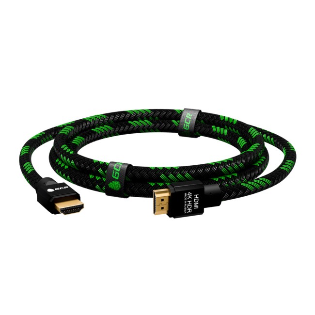 GCR Кабель 0.3m HDMI версия 2.0, HDR 4:2:2, Ultra HD, 4K 60 fps 60Hz/5K*30Hz, 3D, AUDIO, 18.0 Гбит/с, 28/28 AWG, OD7.8mm, тройной экран, BICOLOR нейлон, AL корпус зеленый, GCR-52288 Greenconnect HDMI (m) - HDMI (m) 0.3м